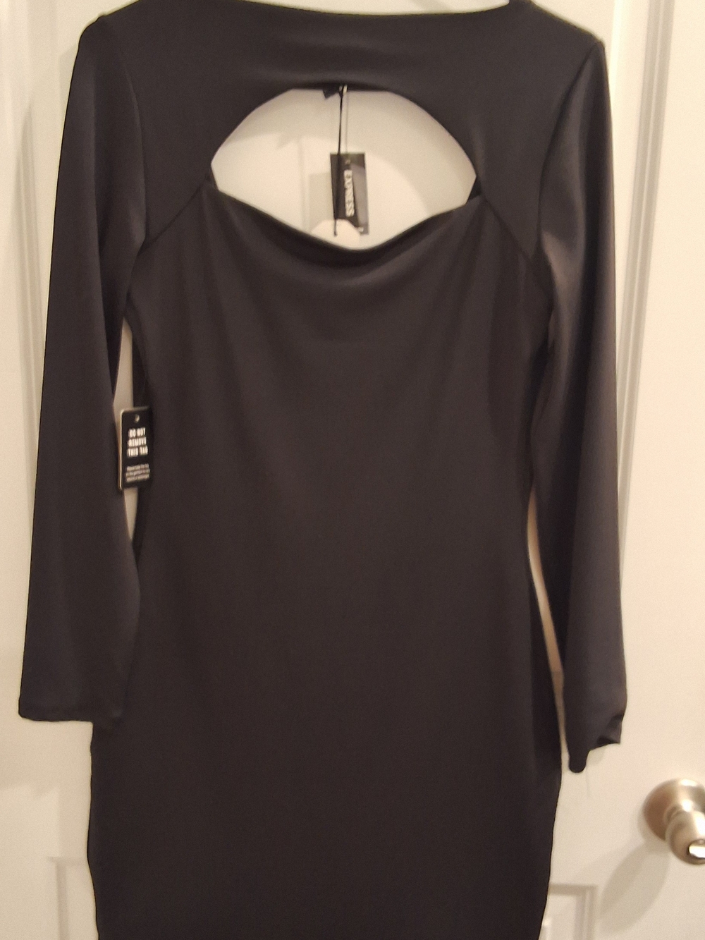 Express Black Long-Sleeve Cutout Bodycon Dress